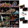Scratch Art for Adults-City Landmarks Scratch Painting Paper Craft Kit (8 Sheets A4)|DIY Foil Engraving Art Set|Stress Relief Gift for Travel Lovers,Craft Lovers,Home Decor(America/Europe)