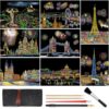 Scratch Art for Adults Kids, Rainbow Painting Night View Scratchboard(A4), Crafts Set: 8 Sheets Scratch Cards with 6 tools in Bag - Fireworks, Big Ben, Cristo Redentor, Ferris Wheel(Landmark Building)