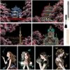 Scratch Art for Teens & Adult, Magic Rainbow Flower Engraving Painting Paper, Landscape Scratchboard(A4) Sketch Beautiful Crafts Set: 8 Sheets with 4 tools - Drawing Pens, Cleaning Brush(Sakura)