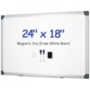 SCRIBANX Magnetic White Board for Wall, 24" x 18" Dry Erase Board Kit with 2 Magnetic Markers, 4 Magnets, Eraser, Pen Tray & Mounting Kit - White Boards for Home, Office,School