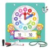 Scribbledo Learning Clock for Kids Magnetic Dry Erase Teaching Clock 13×13 Inches, 2 Markers and Hanging String Included, Practice Telling Time at Home or in the Classroom