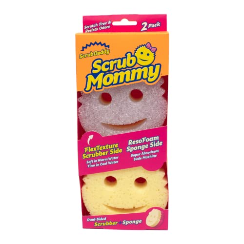 Scrub Daddy Scrub Mommy, spugna per lavare su due lati, alternativa ai panni non graffiati, spugne per lavare come quelle usate dalla signora Hinch, FlexTexture Firm & Soft Design, 2x Viola