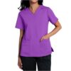 Scrubs for Women 4 Way Strech Short Sleeve Medical Uniforms with 2 Pockets
