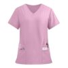 Scrubs for Women V-Neck Curved Short Sleeve 2 Pockets Medical Scrub Top