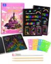 SCUATANBE Scratch Paper Art Set: 2 Pack Notebooks Art Supplies and Crafts for Kids Back to School Classroom Supplies Ages 3 4 5 6 7 8 9 10 Girls & Boys Toys Birthday Party Favor Games (Black)