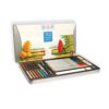 SDREYKUF 32 Pieces Water Soluble Coloured Pencils Drawing Set Tap Pens White Charcoal Iron Case