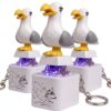 Seagull Mine Sound Button Keychain - Rechargeable Fidget Clicker with Real Sound & LED Light for Adults (3Pcs)