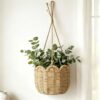 SEAHOME Natural Woven Hanging Planter Basket Indoor Wall Plant Holder，1