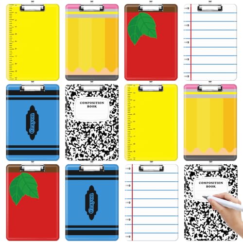 Seajan 12 Pcs Teacher Clipboard Bulk Back to School Appreciation Gift 8.7" x 12.6" Preschool Teachers Clip Board A4 Size Plastic Clipboard for Teacher Classroom School Office Supplies (Classic)