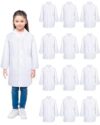 Seajan 12 Pcs Unisex Kids Lab Coat Bulk Soft Kids Scrubs White Doctor Coat Scientist Halloween Costume for Boys and Girls (XXL Size)