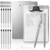Seajan 2 Pack Stainless Steel Magnetic Clipboard with Pen 4.3 x 6.5 Inch Metal Clip Board Sets Essential for A6 Paper Refrigerator Office Home Factory Jobsite Medical School Law Enforcement