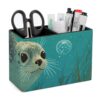 Seal Seagrass Bubbles Desk Organizer PU Leather Caddy Holder