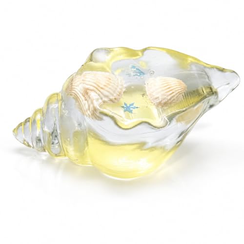 Seashell Squishy Fidget Toy, Ocean Conch Sensory Squishies Squeeze Toy with Starfish Pearl Glitter, Soft TPR for Stress Relief, Desk Play, Party Favors, Goodie Bag Stuffers, Cute Kawaii Gift Idea