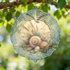 Seashell Wind Spinner, Coastal Natural Grass Stone Summer Beige Metal Kinetic Wind Sculptures Outdoor Ornaments for Garden Lawn Hallways Yard Party Decor 12 Inch