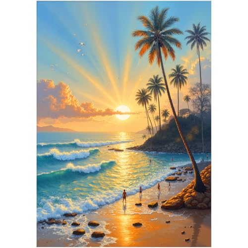 Seaside Puzzles for Adults 1000 Pieces, Coastal Puzzle with Letters on Back, 28 x 20in Impossible Difficult Hard Challenging Jigsaw Puzzles, Perfect Christmas Birthday Party Home Decor Gift