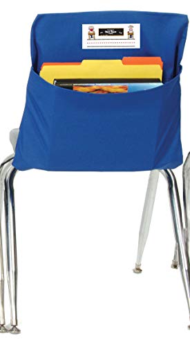 Seat Sack Student Chair Storage Pocket - 15", Single Pocket, Classroom Chair Organizer for Student Desks, Durable Over-the-Chair Storage, Blue, 1-Pack