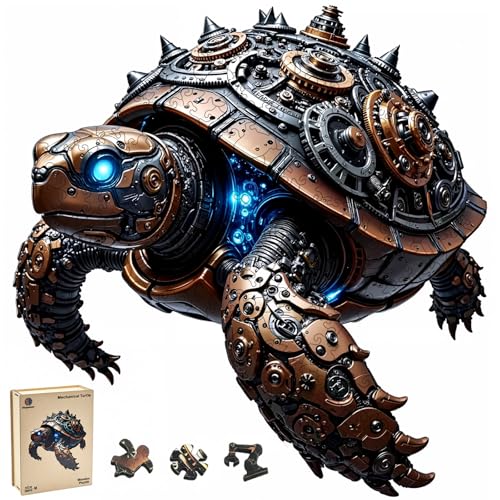 Sea Turtle Wooden Puzzles for Adults, 3D Vision Effect, Unique Shape Wooden Jigsaw Puzzles for Adults 200 Piece, Challenging Mechanical Turtle Puzzles, Creative Gift for Friend Family Game 11*10.7in