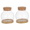 SECFOU 2 Set Hydroponic Water Planter Glass Bowls with Cushion and Cork Lid, Glass Terrariums for Growing Plants and Small Vegetables, Stylish Home and Garden Decoration