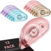 Secopad 12 Pack Scrapbook Tape, Double Sided Tape Roller for Crafts, Adhesive Glue Runner for Scrapbooking Journal Supplies, Glue Roller for School Office, 0.3IN x 26FT, Light-Colored Shell