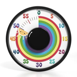 Secura 60-Minute Rainbow Visual Timer 6-Inch Mechanical Countdown Timers for Teaching, Meeting, Cooking, Working - Timer for Kids with Magnetic Backing (Black)