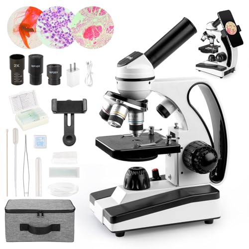 Sedumic Microscope for Adults Kids 40X-2000X Compound Monocular Microscope for Students School Laboratory Home Education with Slides Set Phone Adapter