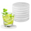 SEHOI Natural White Marble Coasters Set of 8,4 Inch Round Drink Coasters with Non-Slip Feet,Heat Resistant Coaster for Home Decor and Coffee Table