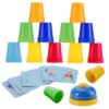 SEISSO Speed Stacking Match Cups Game for Toddlers and Kids, 30 Colored Stacking Cups、54 Pattern Cards & 1 Bell, Montessori Learning Toy for Preschool Boys Girls, Focus Reaction Family Game Age 3+