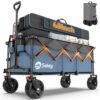 Sekey 48" Collapsible Wagon Cart, 300L Foldable Utility Wagon with 660 lb Capacity, Big All-Terrain Wheels with Brakes, Heavy Duty Garden Cart for Beach, Camping, Sports, Shopping
