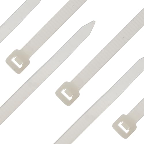 Seki Cable Ties - Pack of 100 - White/Natural 300 x 4.8 mm Tear-Resistant up to 22.7 kg - Nylon PA6.6 - Self-Locking - Cable Tie Set for Cable Management, Home, Workshop & Industry