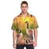 Selerdon Mens Hawaiian Party Shirts Geese Waterlilies Sunset