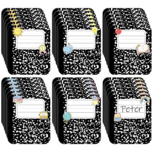 Self Adhesive Name Tags for Classroom Student Desks,Composition Notebook Students Name Plates for desks Classroom Elementary Kindergarten Preschool School Teaching Supplies(36 Pack,6 Design)