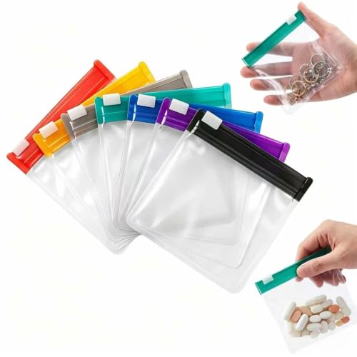 Self Sealing Medicine Bags, Reusable Pill Pouch Set with Slide Lock & Color-Coded Labels, Waterproof Travel Pill Organizer for Medication Vitamins, Self-Sealing Zipper Medicine Bags (7 PCS)