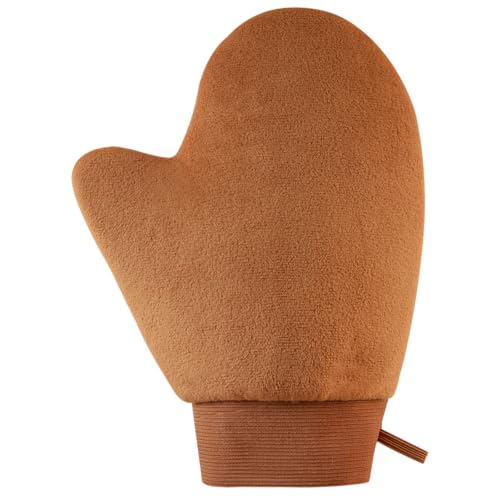Self Tanning Mitt, Self Tanner Applicator for Flawless Double Sided Tanner Mitt Elastic Wrist Tanning Gloves Fake Tan Mit with Thumb for Foam, Mousse, Gradual Lotion, & Drops,Brown
