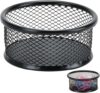 SelHeng Black Metal Mesh Desk Organizer - Multi-Purpose Clip Holder for Office and School Supplies, Paperclip/Binder Clip Dispenser with Non-Slip Base (Home Office, Classroom, Study Desk Accessories)