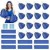 SendyFeather Blue Silvery Cheerleading Pom Poms 16 Pcs, with Stickers and 8 Sports Headbands for Team Spirit, Game Day, Football Basketball Games, School Events, Cheer Set