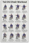 Seniors Tai Chi Canvas Poster Chair Based Exercise Chart Rehabilitation Room Bedroom Decor 12x18 Inch