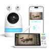 Sense-U 2K Baby Video Monitor with Camera and Audio, 5.5″ Parent Unit & Breathing Movement Badge, Pan-Tilt-Zoom Video Baby Monitor, Night Vision, 2-Way Talk, Temperature Alerts, No Monthly Fee
