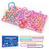 Sensory Activity Board,Fidget Toys for Kids & Adults with Shape Matching, Quiet Busy Board for Travel, Airplane, Car& Classroom, Calming Sensory Toy for Focus & Relaxation, Autism & ADHD Support（Pink)