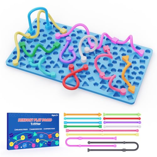 Sensory Activity Board,Fidget Toys for Kids & Adults with Shape Matching, Quiet Busy Board for Travel, Airplane, Car& Classroom, Calming Sensory Toy for Focus & Relaxation, Autism & ADHD Support(Blue)