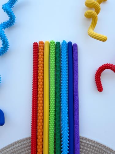Sensory Fidget Sticks for Kids – Textured Silicone Fidget Toy, Flexible Twist & Bend Sensory Toy for Fine Motor Skills, Preschool Learning, Travel Activity, Classroom & Quiet Play