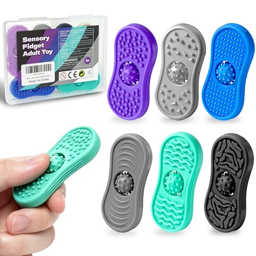 Sensory Fidget Toys for Adults 6 Pack Silicone Worry Stones for Autism ADHD Anxiety Calming Down Kids Quiet Silent Figette Stress Relief for Teacher Therapy Office Must Have Desk Figets Toys Set