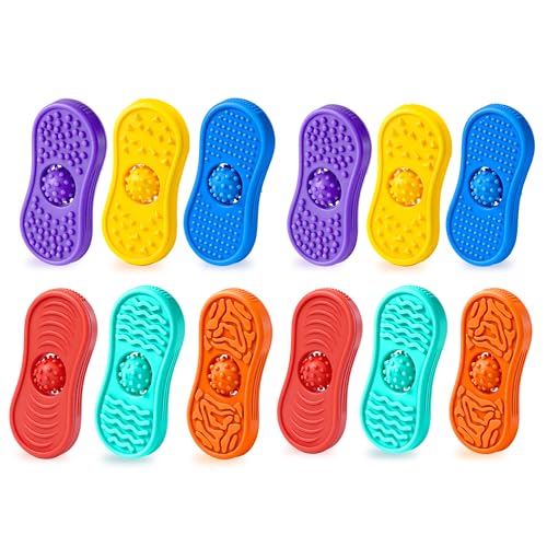 Sensory Fidget Toys for Kids 12 Pack Silicone Worry Stones for Autism ADHD Calming Down Quiet Figette Classroom Must Have Stress Toy for Anxiety Relief Office Desk Toy Set Easter Basket Stuffer Gift