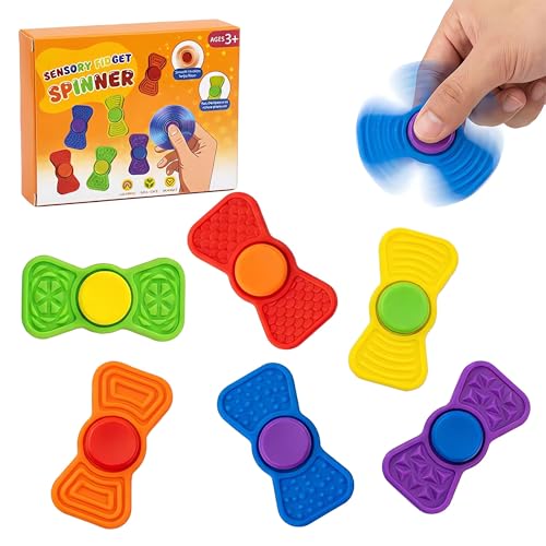 Sensory Fidget Toys for Kids Adults - 2-in-1 Fidgets Spinner Textured Stress Anxiety Relief Toys for Teenage with Autism ADHD Focus, Quiet Desk Toy for Classroom Prize, Office,Calm Down Corner