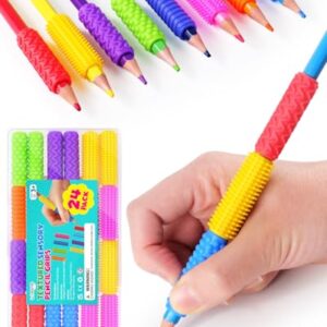 Sensory Fidget Toys Kids Adults: 24 Pack Textured Silicone Pencil Grips for Autism Kids Calming - ADHD Tools for Stress Relief Items - Quite Fidget Toy Special Education Needs Classroom Must Have