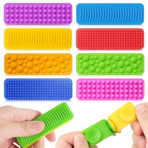 Sensory Fidget Toys Kids Adults: 8 Pack Textured Suction Toys for Autism Kids Calming - Sensory Stickers for Stress Relief - Fidget Strips for Classroom Office Desk - Travel Toys Road Trip Essential