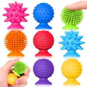 Sensory Fidget Toys Kids Adults: Qquiet Textured Suction Cup Toys for Kids with Autism- Squishy Sensory Toys for Classroom Bath- 8 Pack Calm Down Corner Supplies for Teens- Travel Gifts for Students