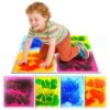 Sensory Floor Tiles for Kids Toddlers: 12"x12" Liquid Sensory Mats Puzzle Pads, Colorful Autism Sensory Play Mat for Dancing Stepping Lava Tile Games, Daycare Sensory Room Preschool Must Have(4 Pack)