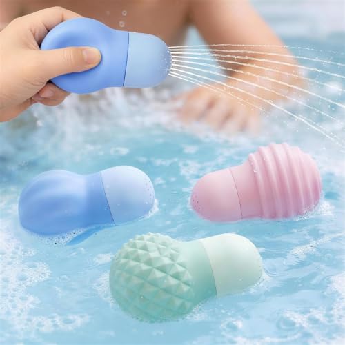 Sensory Squeezing Water Bath Toys for Toddlers,3PCS Bath Tub Pool Floating Toys for Babies Kids 1-3,Textured Fidget Toys Stocking Stuffers Gifts for Boy Girl 18+ Months