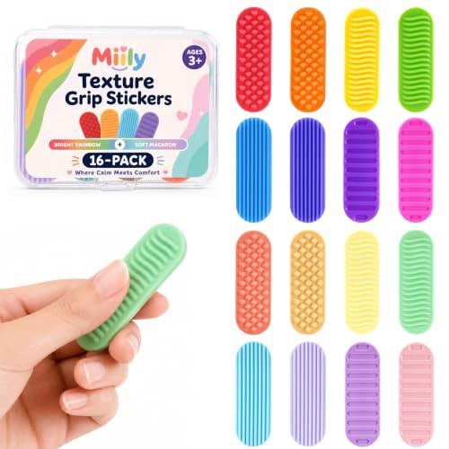 Sensory Stickers for Kids, 16 Pack Textured Desk Calm Strips with 4 Tactile Patterns, ADHD, Anxiety Relief Items, Sensory Fidget Tools for School, Special Education Classroom, Calming Corner, Office