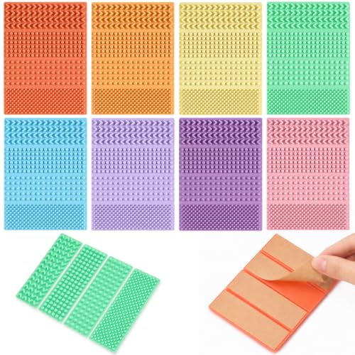 Sensory Stickers for Kids, 8 Pack Textured Desk Calm Strips with 4 Tactile Patterns, ADHD, Anxiety Relief Items, Sensory Fidget Tools for School, Special Education Classroom, Calming Corner, Office